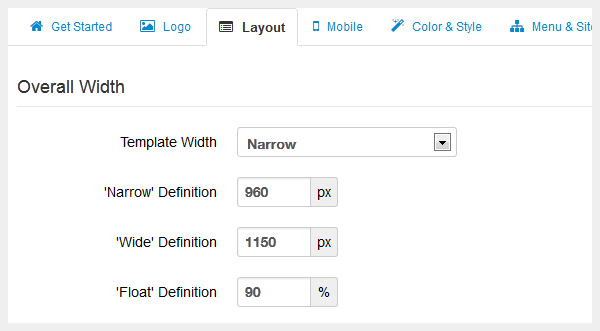 Parameters to control layout dimensions
